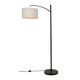 image 1 of ValueLights Preto Black Metal Curve Stem Floor Lamp with a Cream Boucle Shade - Bulb Included | Cream