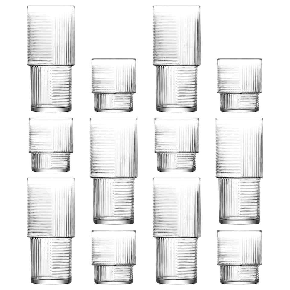 image 1 of LAV 12pc Helen Stacking Highball Glasses & Tumblers Set