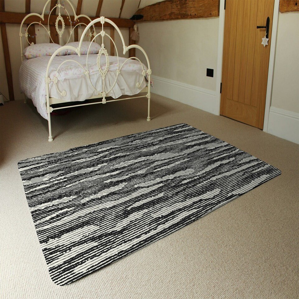 image 1 of Grunged Stripes (Rug) Black | Medium: 80x150cm