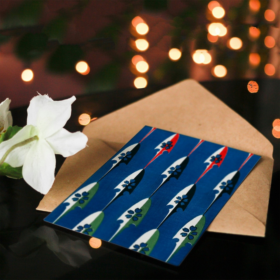 image 1 of Furuya Korin Art Card Vintage Japanese Arrowheads Pattern