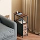 image 2 of HOMCOM Side Table, Narrow Bedside Table with Charging Station, 2 Drawers | Brown | Rustic Brown