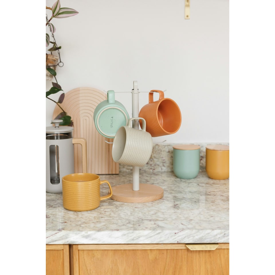 image 1 of KitchenCraft Mug Tree Wood Metal | Brown