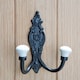 image 6 of Hammer & Tongs Ornate Double White Ceramic Coat Hook - W100mm x H115mm - Black | Black | Black | One Size