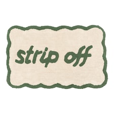 Strip Off Slogan Scalloped Bath Mat