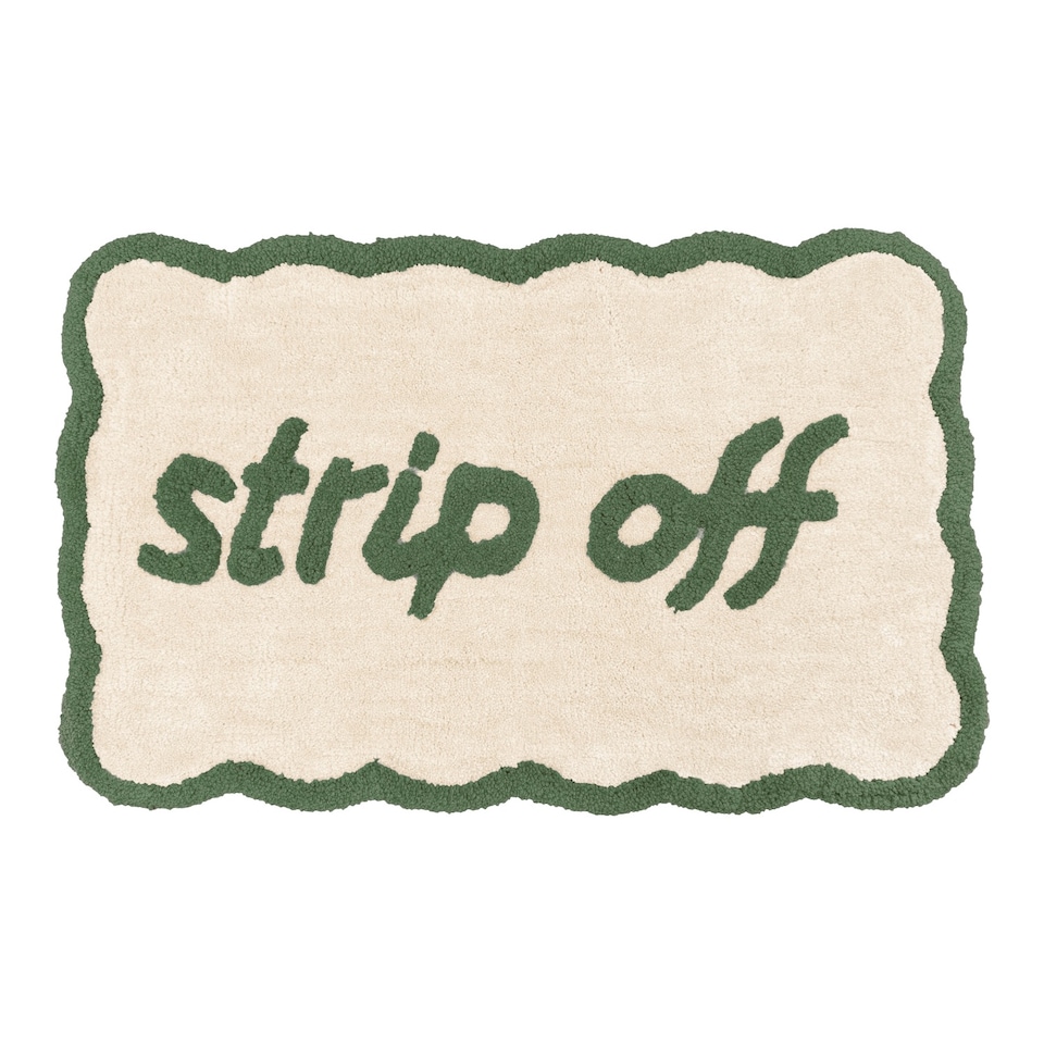image 1 of Strip Off Slogan Scalloped Bath Mat