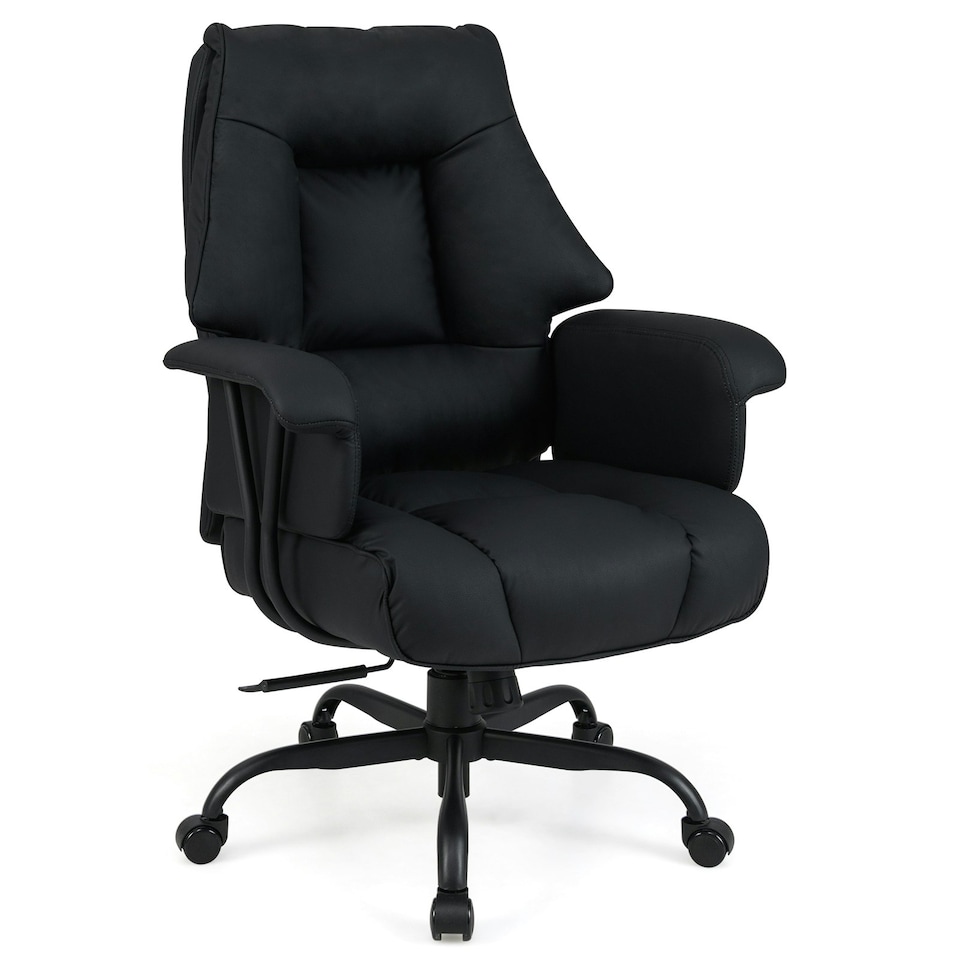 image 1 of COSTWAY PU Leather Computer Chair Ergonomic Office Chair Black