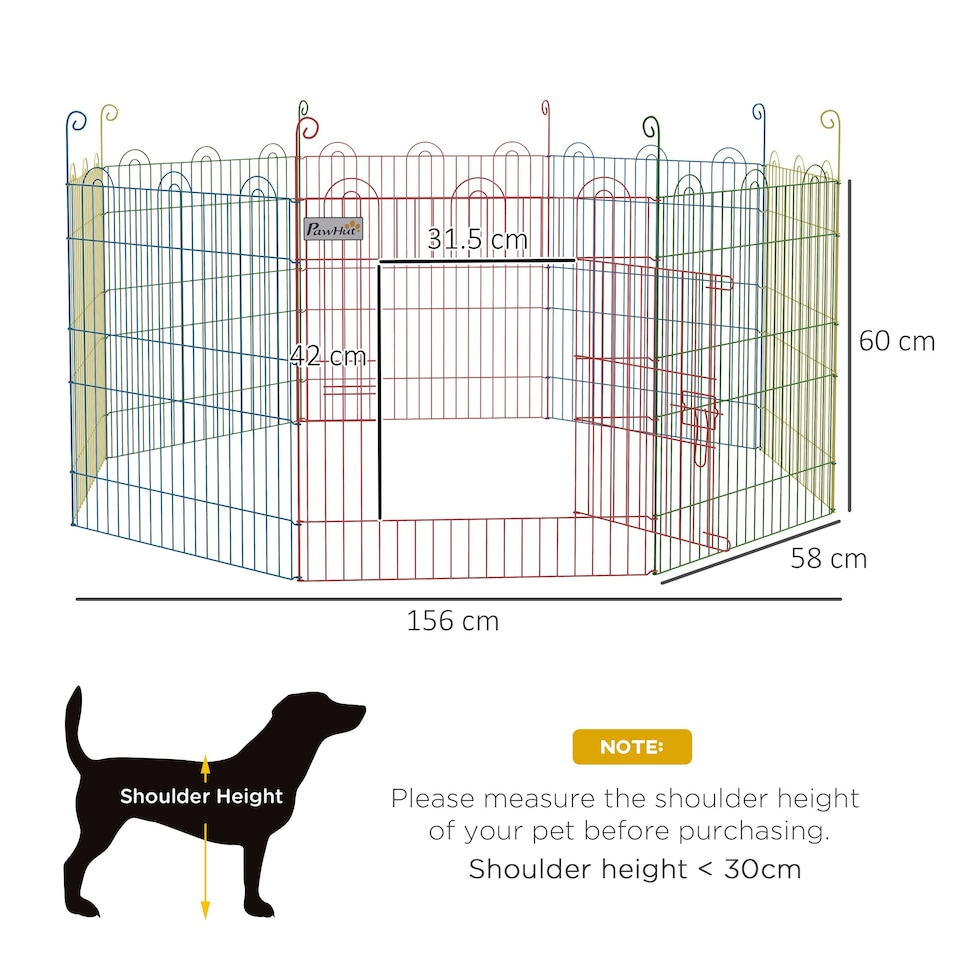 image 1 of PawHut Pet Playpen Dog Puppy Crate Kennel w/ Door, 60H x Φ156cm