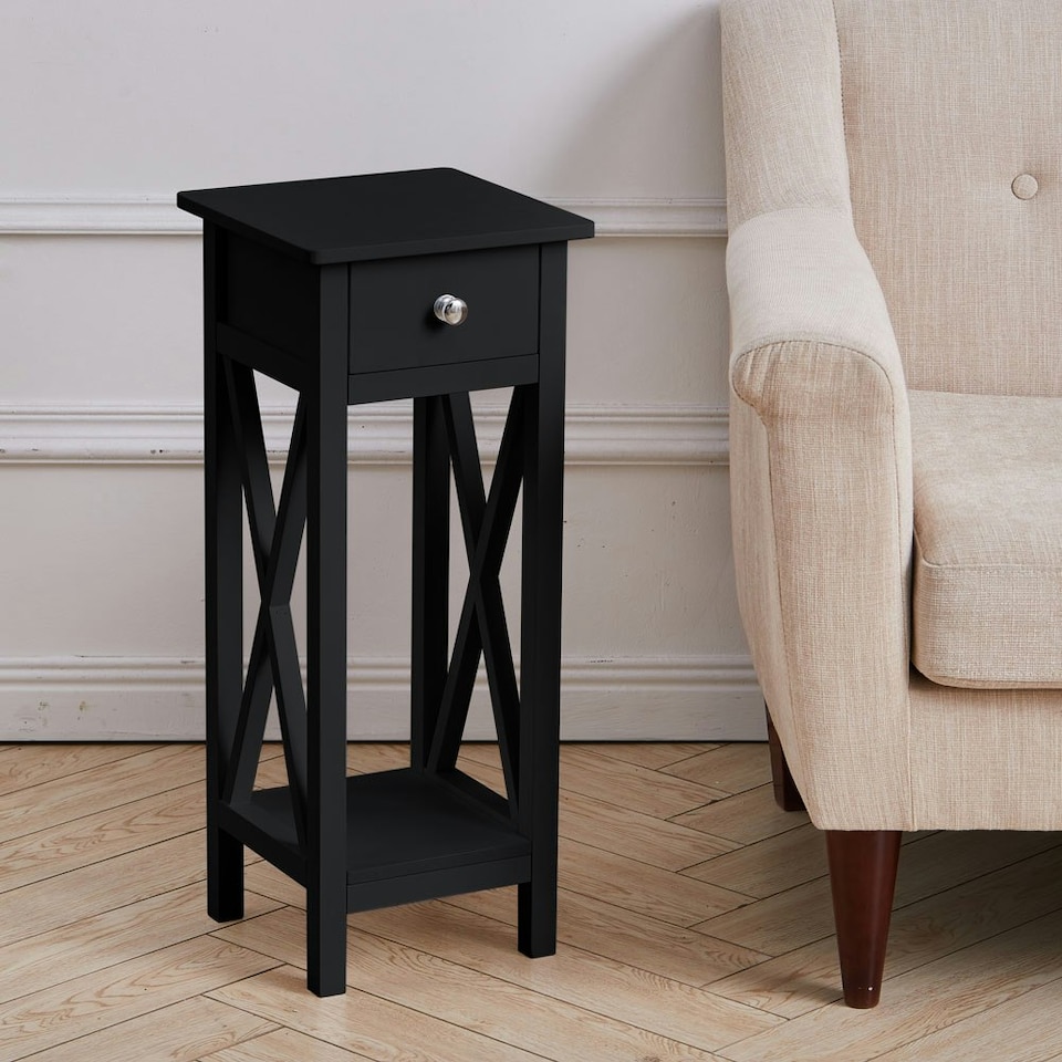 image 1 of Living and Home 1-Drawer Wooden Console Table - Black