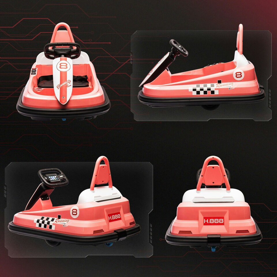 image 1 of HOMCOM 6V Kids Bumper Car, 360° Rotation Waltz Car w/ 2 Speeds - Pink