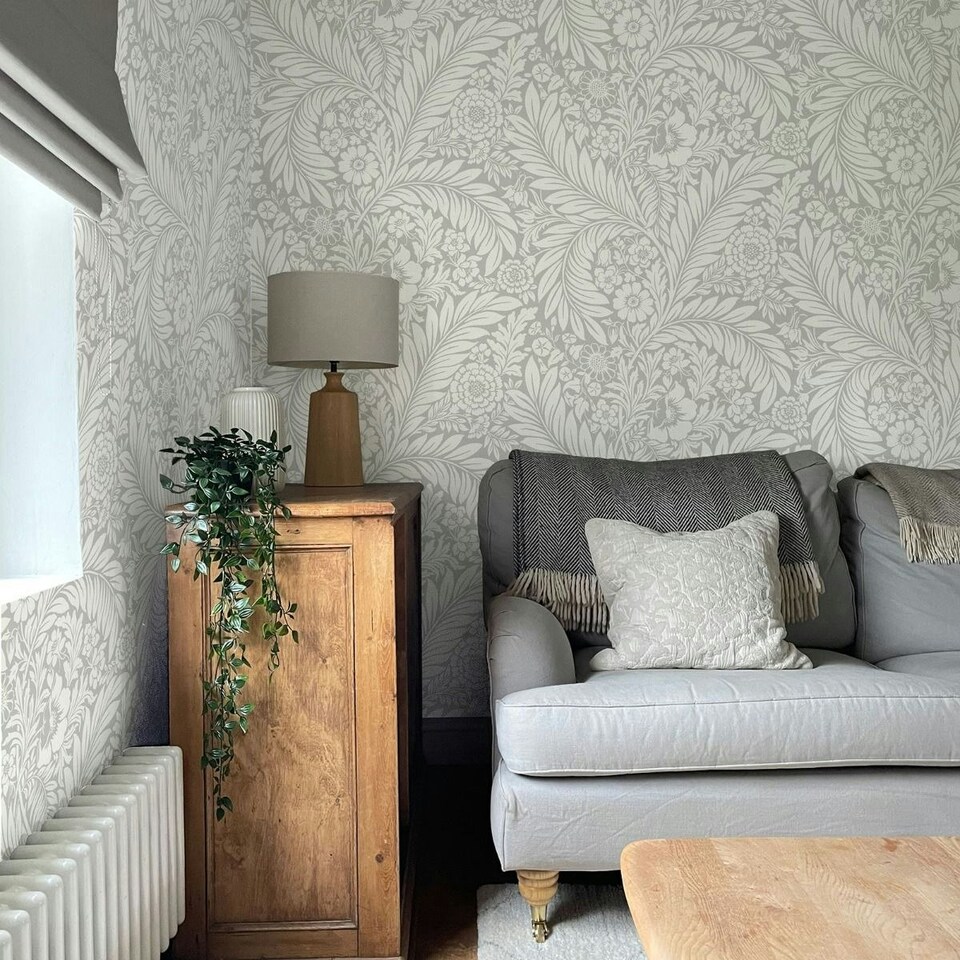 image 1 of Belgravia Florence Leaf Wallpaper - Grey - One Size | Grey