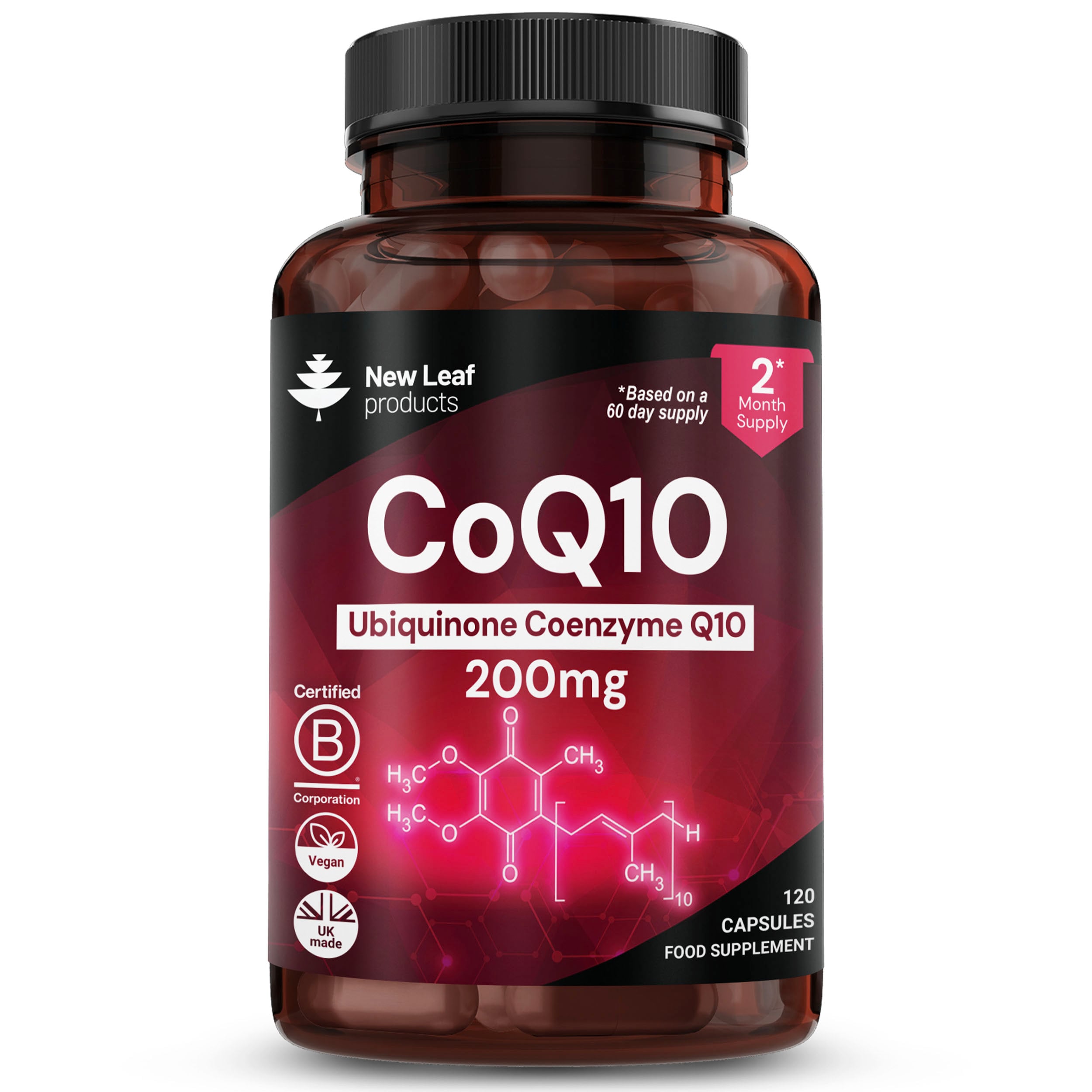 CoQ10 200mg - Co Enzyme Pure Ubiquinone 120 Capsule