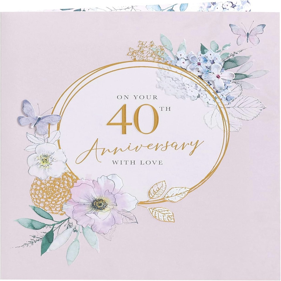 image 1 of Soft Floral Design 40th Ruby Anniversary Card