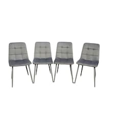 Dining Chairs Set of 4 Grey Velvet Kitchen Chairs Grey