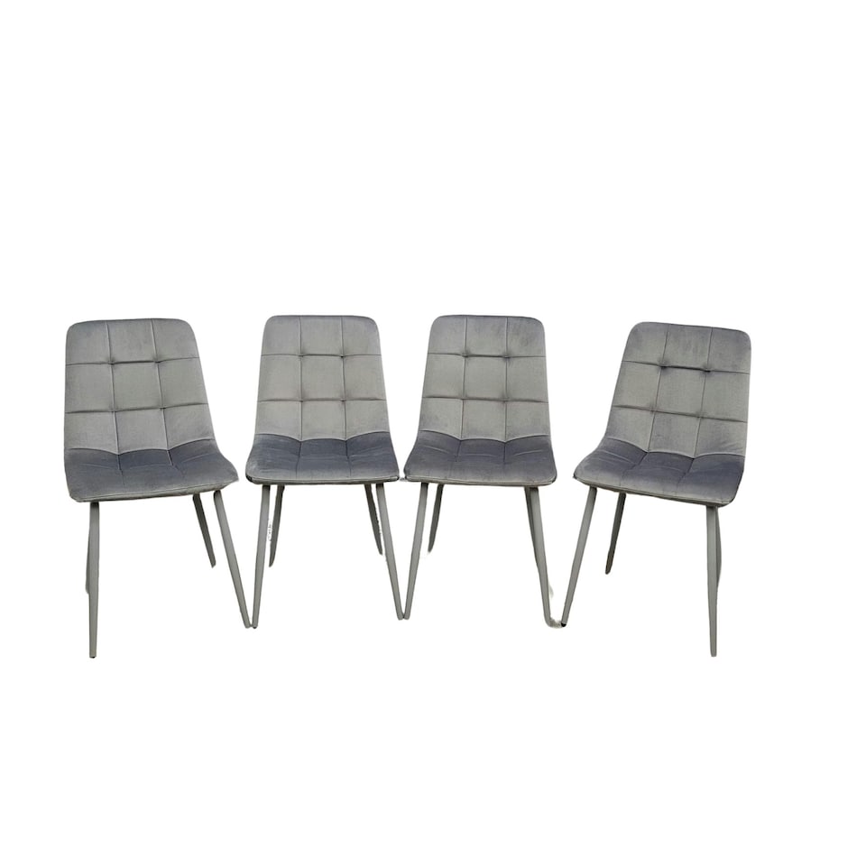 image 1 of Dining Chairs Set of 4 Grey Velvet Kitchen Chairs Grey