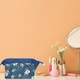image 2 of Envie Fashionable Waterproof & Portable Cosmetic Bag, Blue Flower