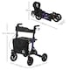 image 3 of HOMCOM Folding Rollator Walker with Seat, Backrest, Bag, 4 Wheels, Purple