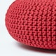 image 4 of Homescapes Red Large Round Cotton Knitted Pouffe Footstool | Red | 70 x 23 cm