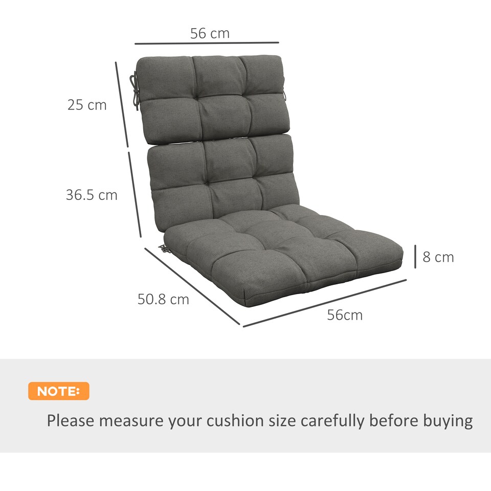 image 1 of Outsunny 2pc Outdoor Seat Cushion with Backrest, Ties, for Garden, Grey
