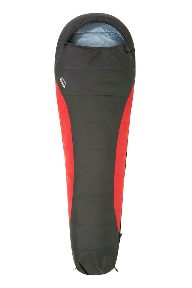 image 1 of Mountain Warehouse Extreme Down Sleeping Bag Hooded Two Way Zipped Camp Bed | Red