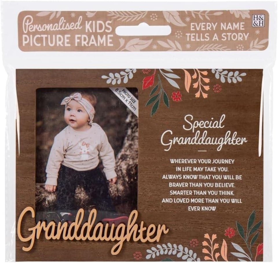 History & Heraldry Pre-Personalised Kids Wooden Picture Frame - Grandaughter