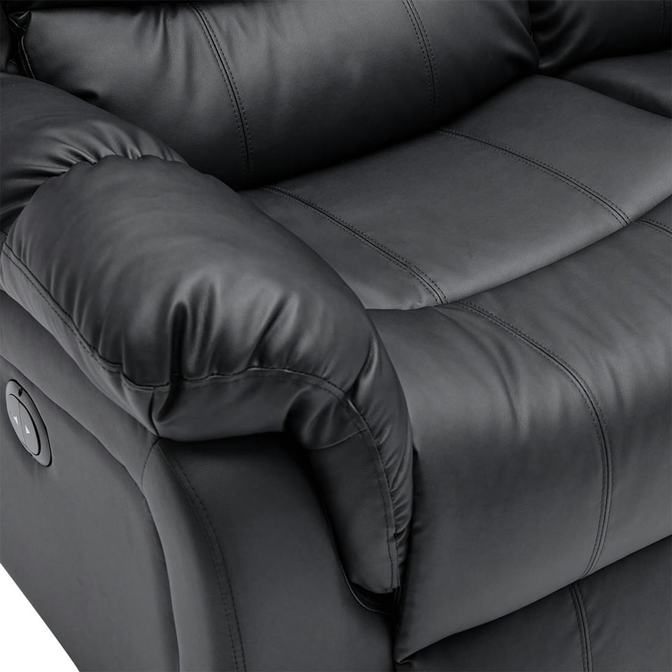 image 1 of Seattle 3 Seater Electric High Back Bonded Leather Recliner Sofa (Black)