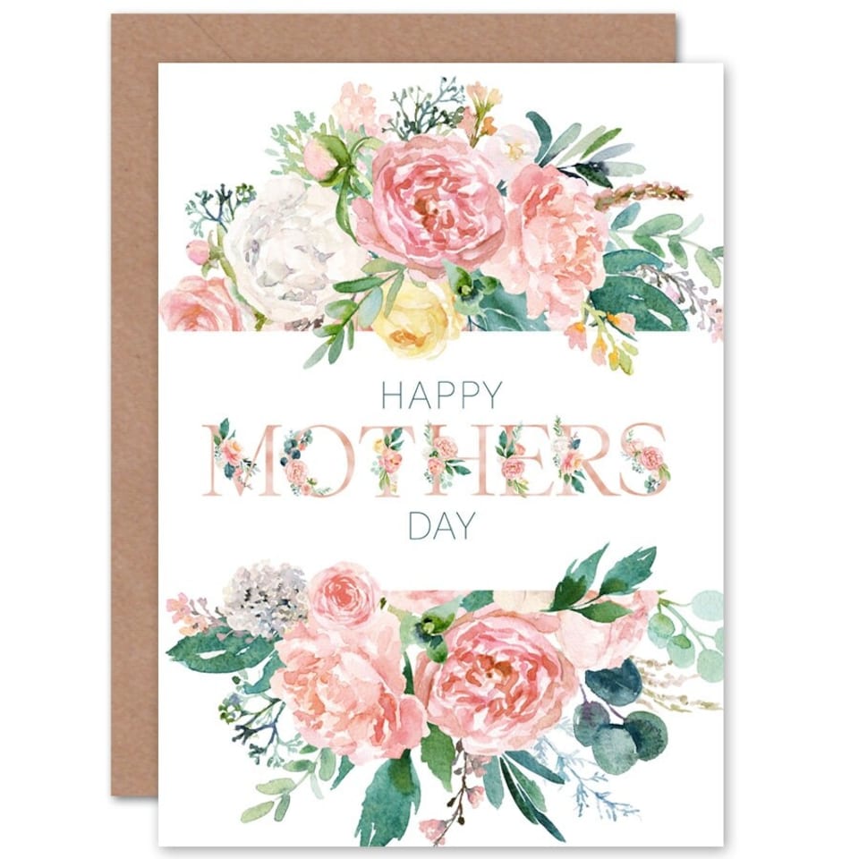 image 1 of Mothers Day Card Watercolour Flower Bouquet Mum Card