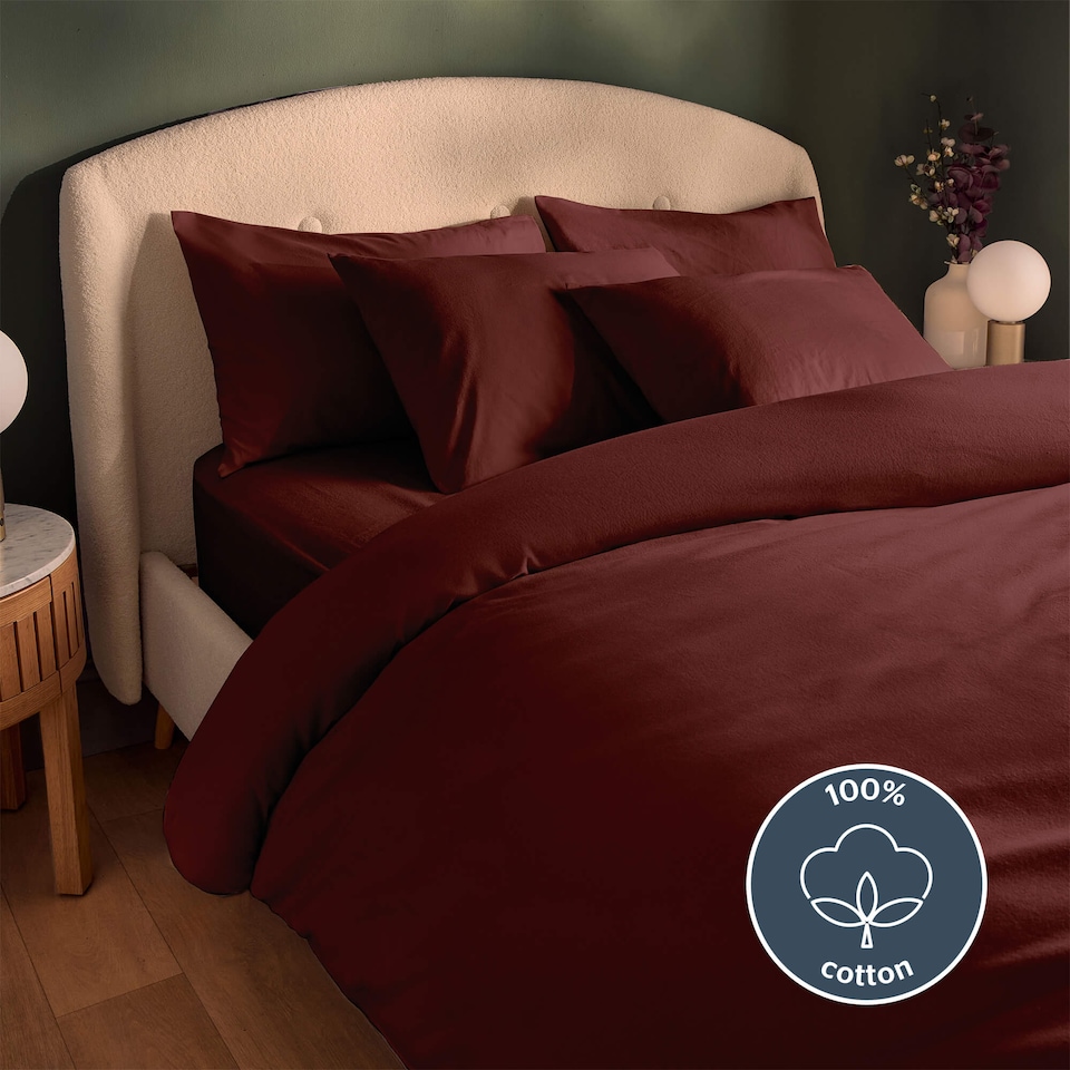 image 1 of Silentnight Brushed Cotton Duvet Cover Set, Burgundy