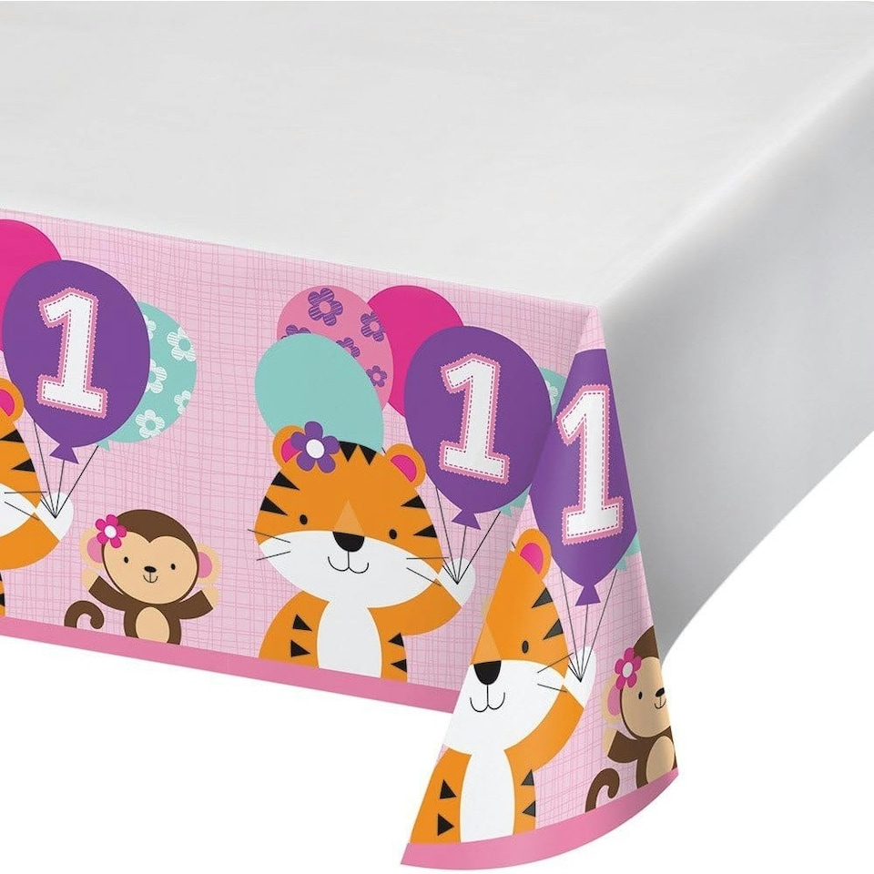 Creative Party One Is Fun Bordered Party Table Cover - White/Multicoloured - One Size