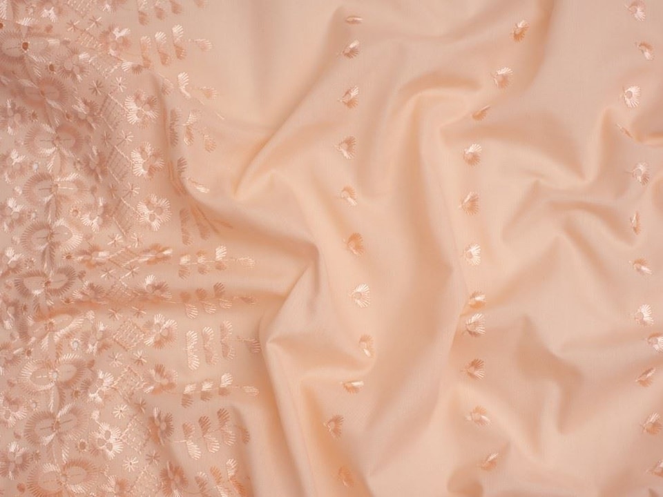 Orange Double Border Broderie Anglaise Cotton Fabric for Dressmaking, 150cm / 59" Wide - per metre