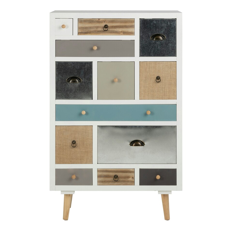 image 1 of Thais White Shabby Chic Multi Coloured 13 Drawer Chest