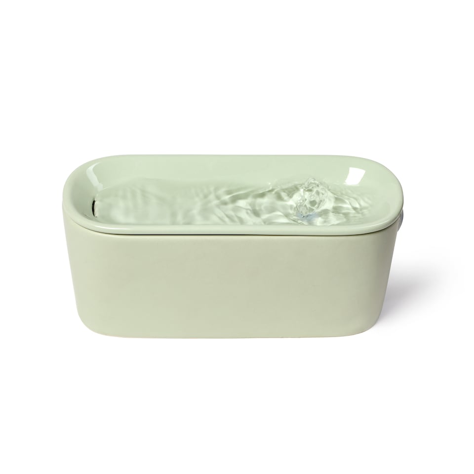 image 1 of Cat Mate 800ml Ceramic Pet Water Fountain Sage Green (800USG) | Green