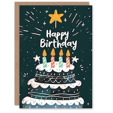 Cake Candles Sparkling Stars Fun Man Woman Birthday Card