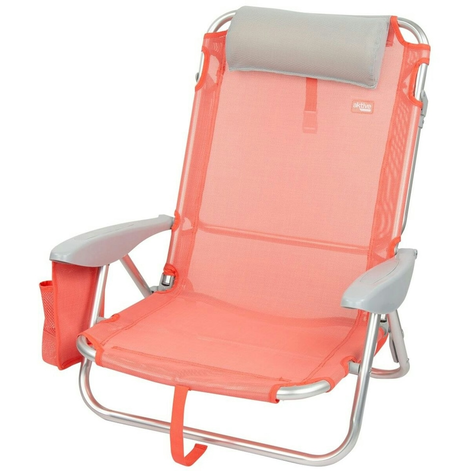 image 1 of Folding Chair with Headrest Aktive Flamingo Coral 51 x 76 x 45 cm (2 Units) N/A