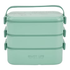 Living and Home Stackable Bento Lunch Box with Handle 2 Layer, Green, 2700ml | Green