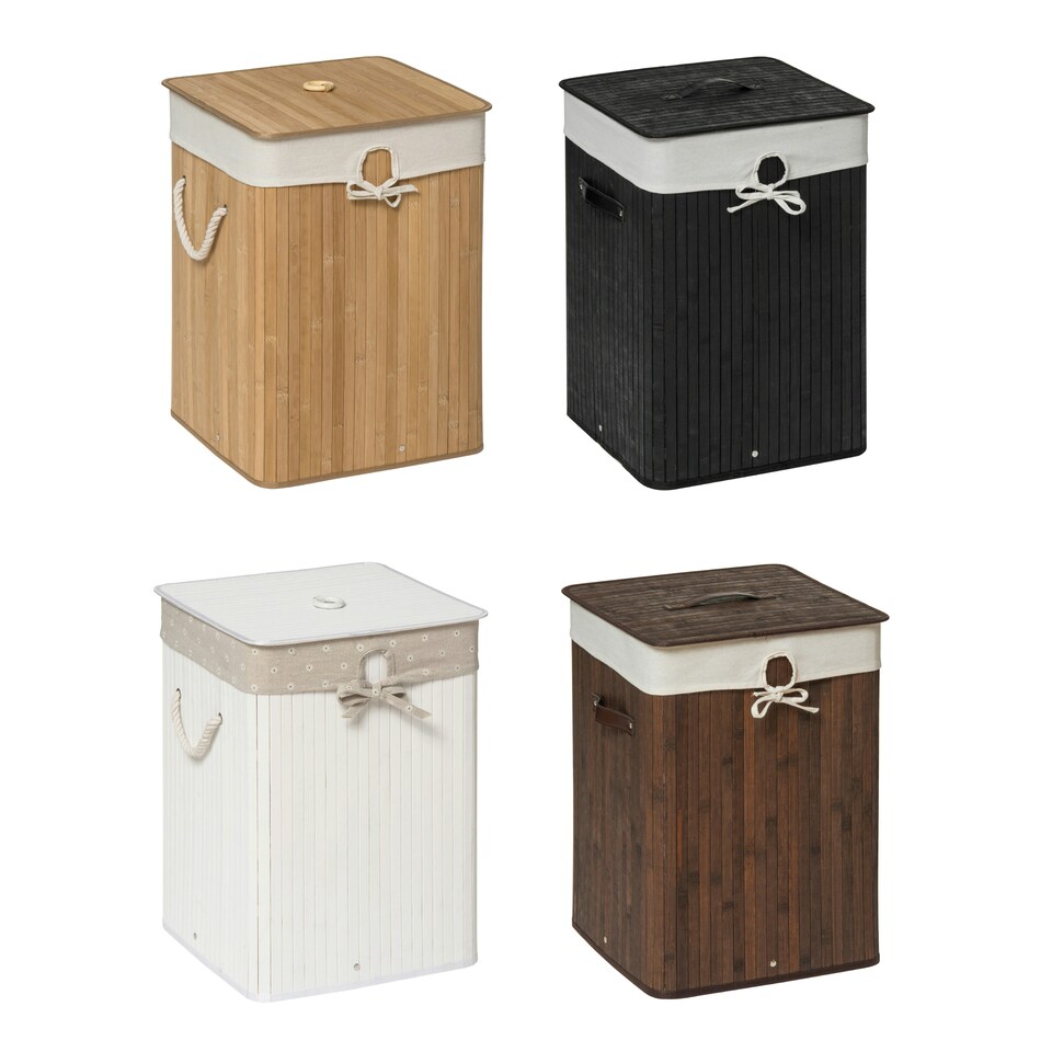 image 1 of Kankyo Natural Square Laundry Hamper Brown