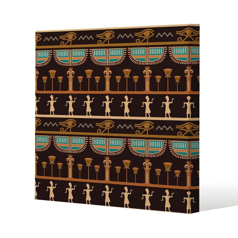 image 1 of Orange & Black Hieroglyphs (Canvas Print) 61 x 61 x 4cm