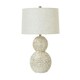 image 1 of White Wash Globe Table Lamp with Linen Shade - Wicker - L43 x W43 x H79 cm - Brown Brown