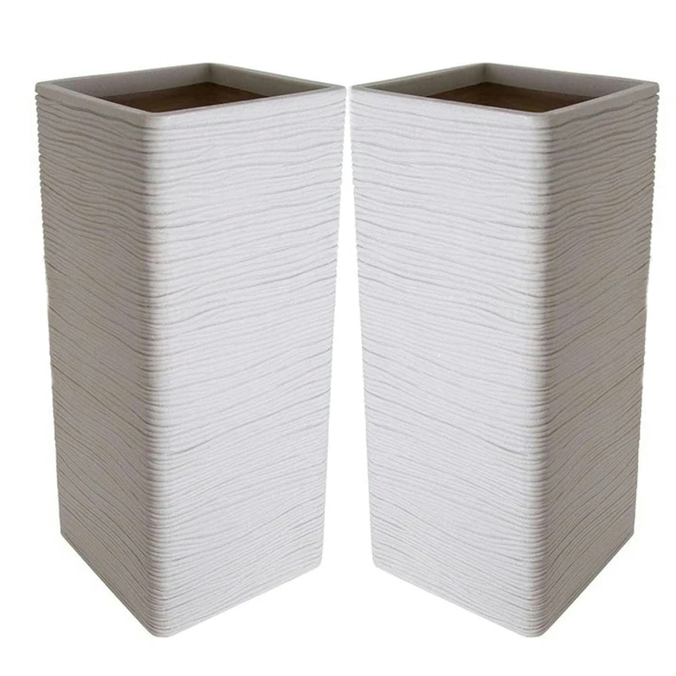 image 1 of 2 x Amalfi Stone Effect Tall Flower Planters For Garden, Home & Patio Areas N/A