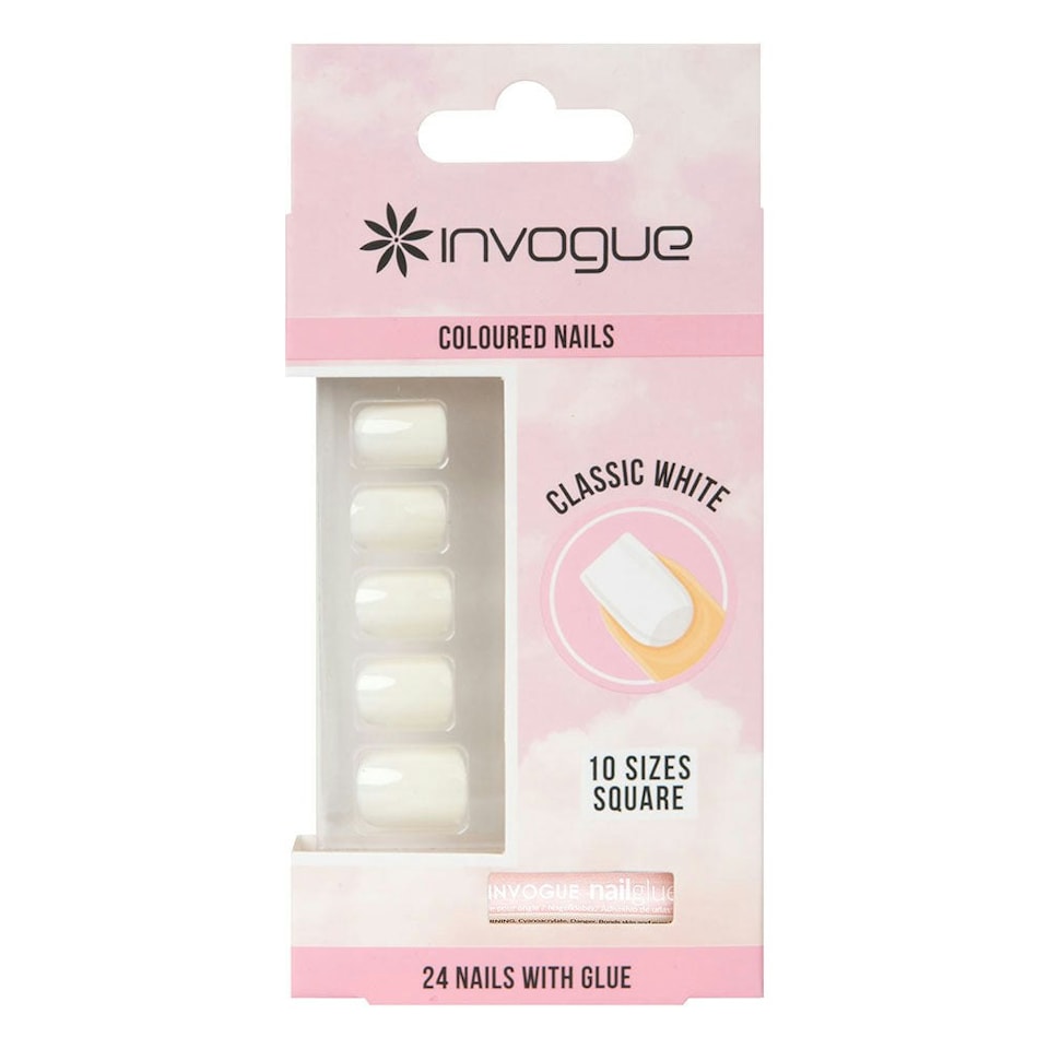 image 1 of Invogue Classic White Square Nails (24 Pieces)