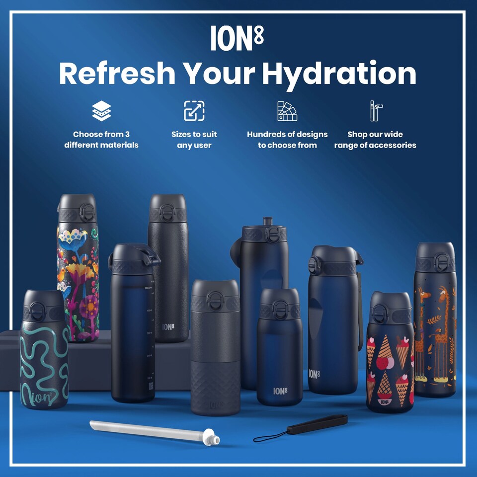 image 1 of Leak Proof Slim Water Bottle, BPA Free, 500ml (18oz) | Blue | Navy | One Size