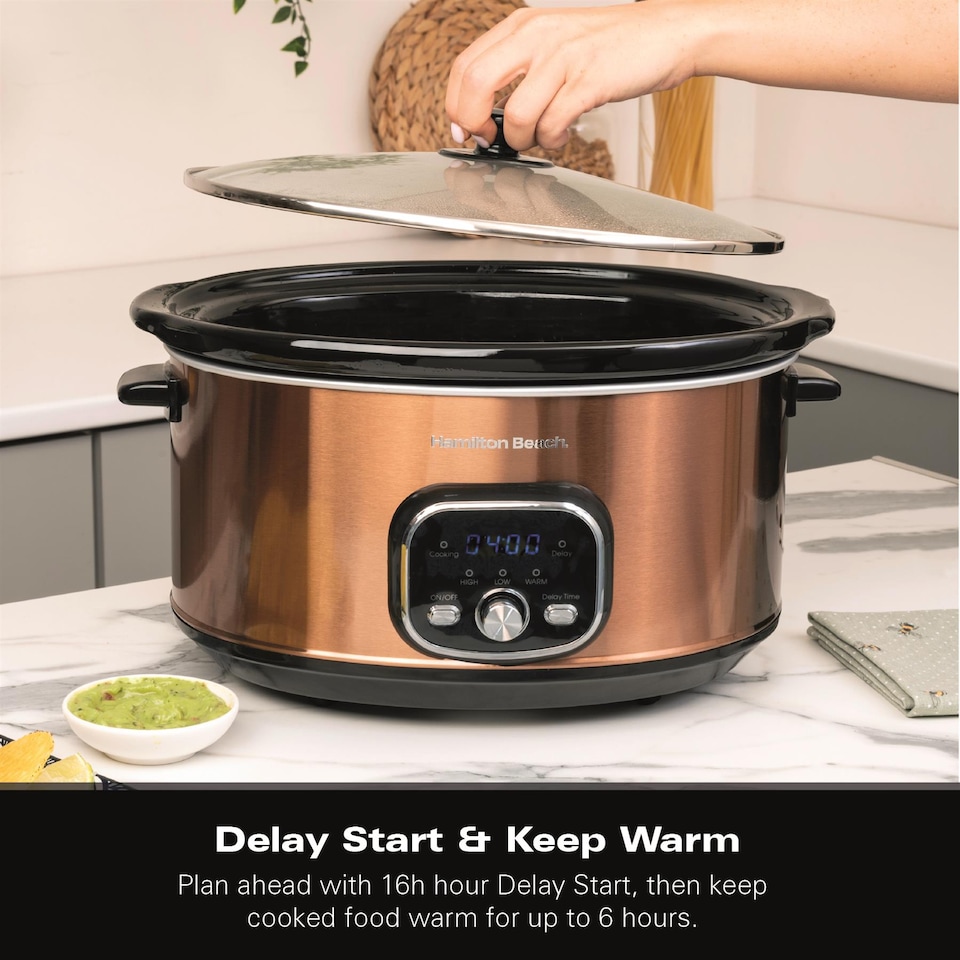 image 1 of Hamilton Beach 6.5L Digital Oval Slow Cooker Copper
