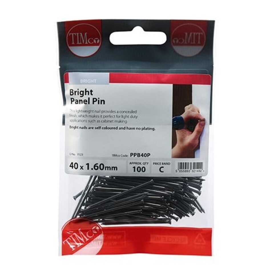 image 1 of Timco - Panel Pins - Bright (Size 40 x 1.60 - 100 Pieces)