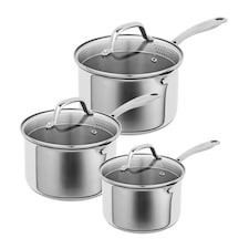 Allround Plus 3pc saucepan set with draining lids Silver