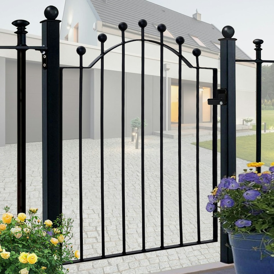 image 1 of Living and Home Modern Metal Garden Gate Fence Gate - Black