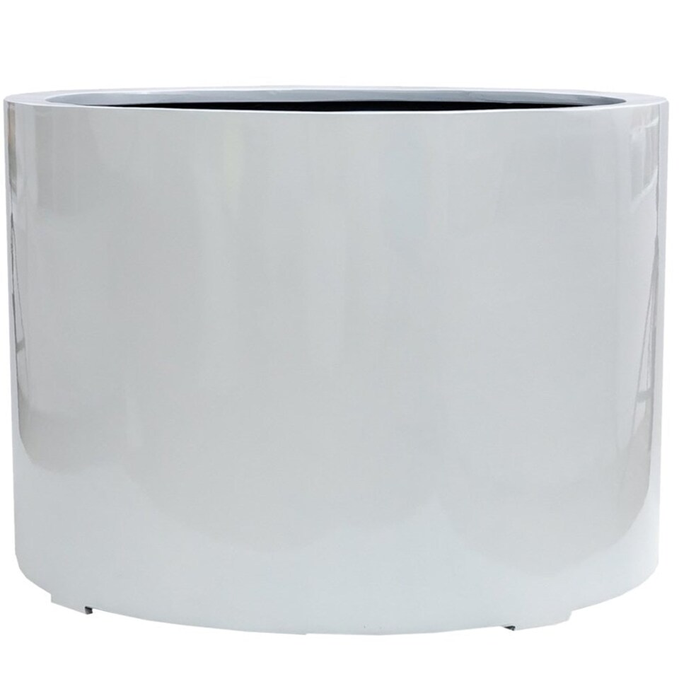 image 1 of Primrose White Stone Composite Low Cylinder Planter 85cm White