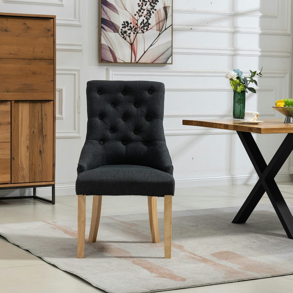 image 1 of Ravenna Fabric Dining Chairs - Set of 2 - Black