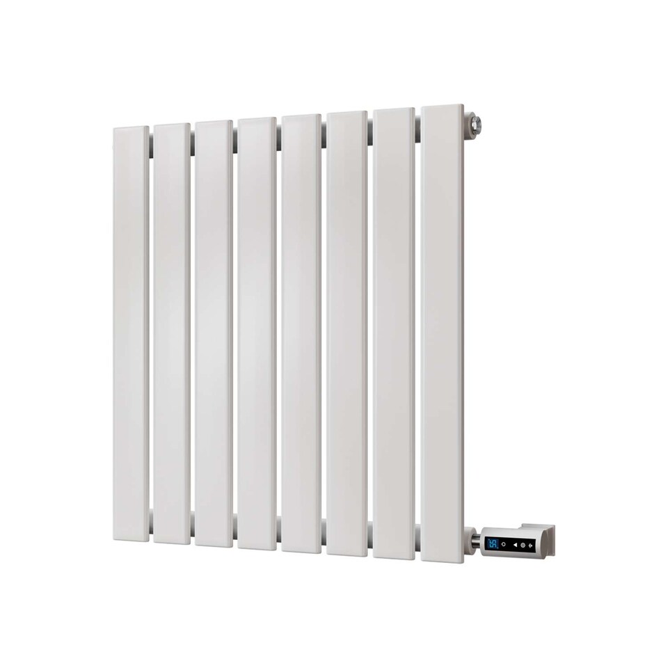 image 1 of Typhoon Horizontal Electric Bathroom Radiator Single Panel Thermostatic WIFI w/ Feet - White (H) 600mm x (W) 544mm - 300W
