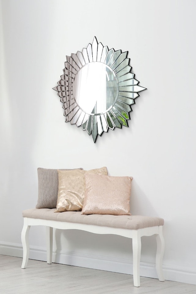 image 1 of Sunburst All Glass Modern Design Round Mirror 80 x 80 CM | Multi