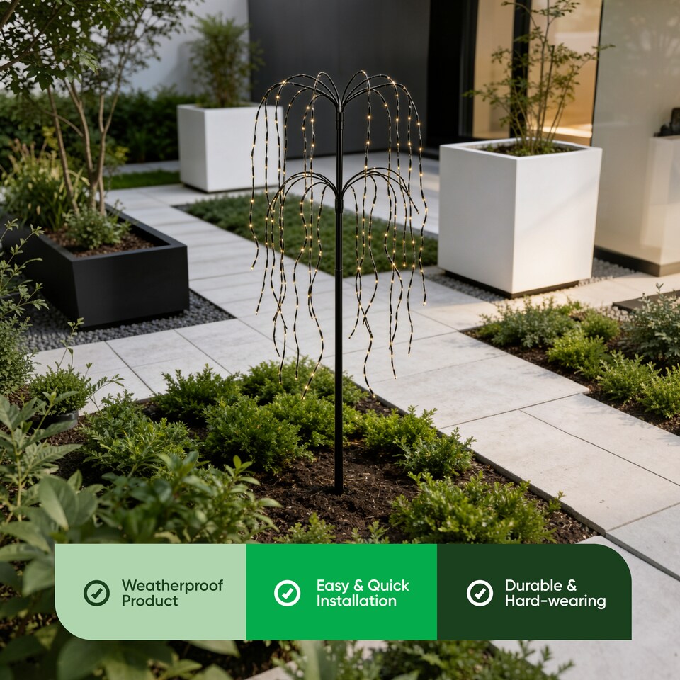 image 1 of Gardenwize Willow Tree with Solar Lights