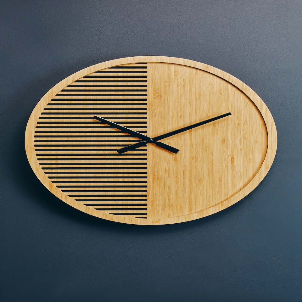 image 1 of Interiors by Premier Easily Maintained Large Wooden Wall Clock, Large Wood Dial Clock In Kitchen, Contemporary Large Wall Clock